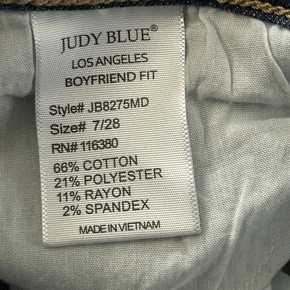 Judy Blue Boyfriend Fit Blue Jeans ~Women's 7/28~ Straight Mid-Rise Stretch - Picture 9 of 10